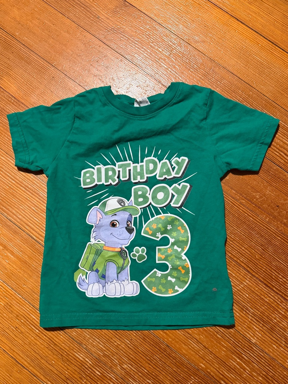 3rd Birthday Green T-Shirt with Cartoon Design - Paw Patrol - Rocky 3T